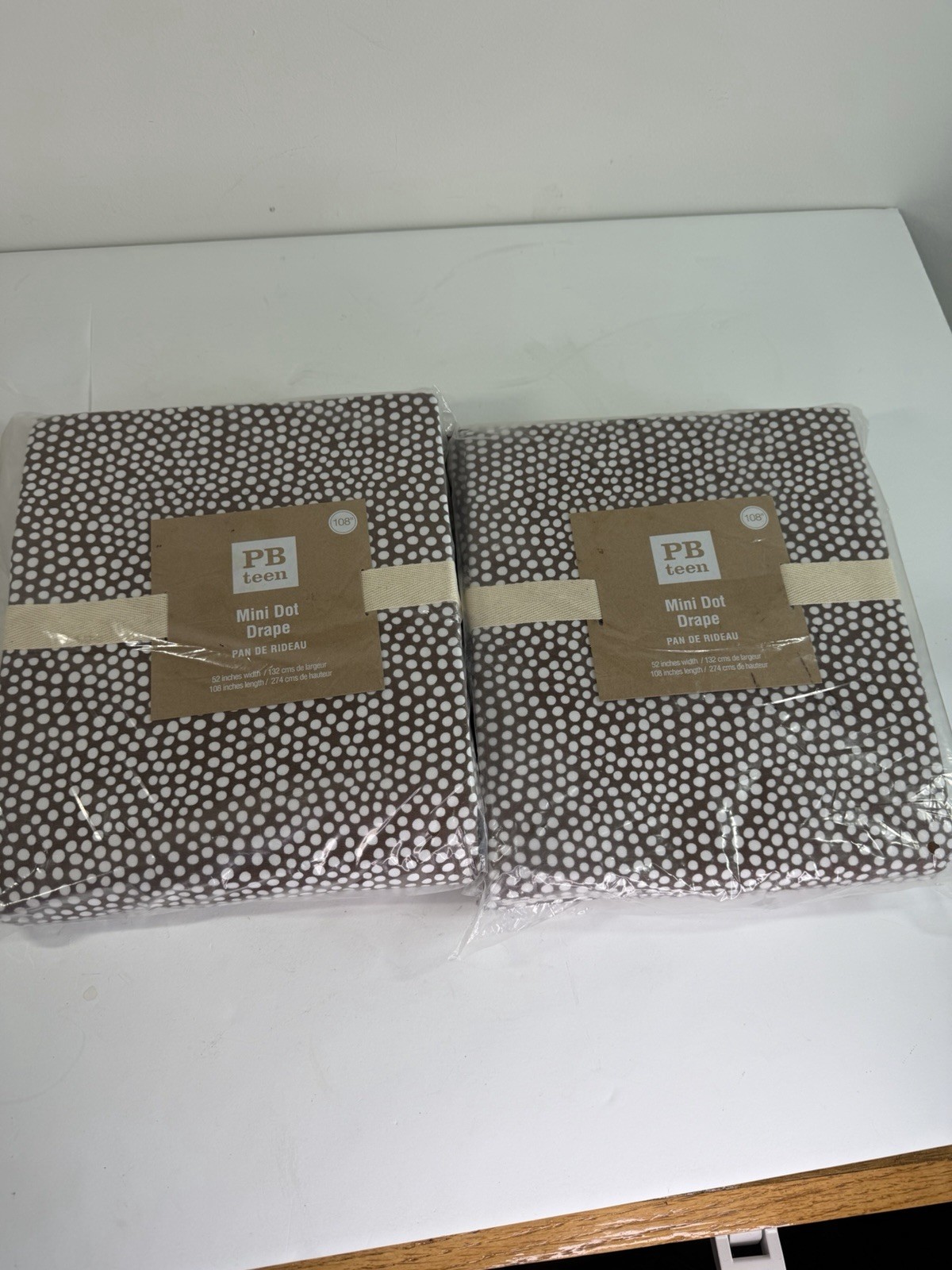 Pottery Barn Mini Dot Drape Curtain Panel 52×108 Brown/White Cotton Rod Pocket