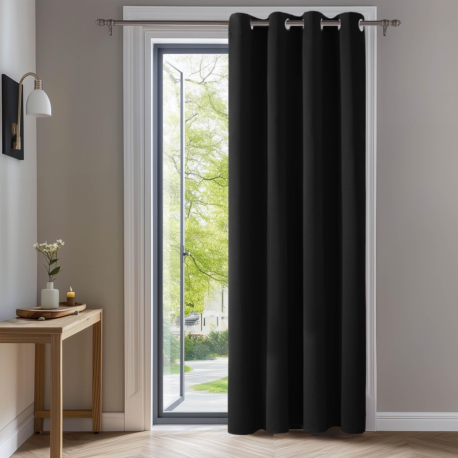 Blackout Curtain Panel – Solid Grommet Top, Thermal Insulated & Energy‑Saving…