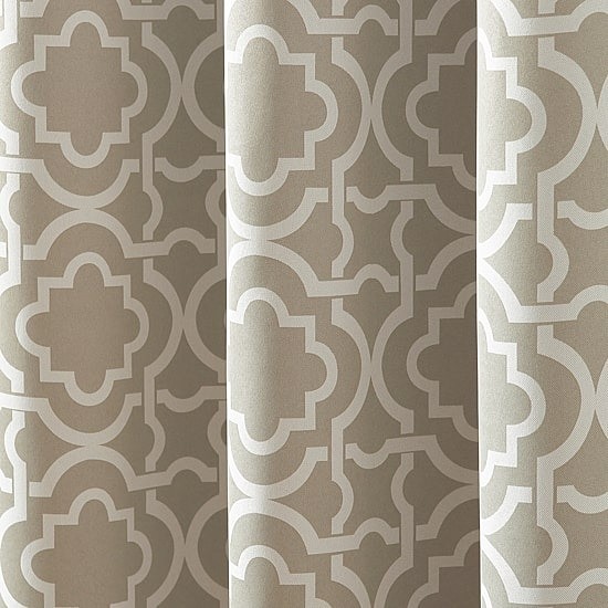 Sun Zero Barnett Blackout Grommet Curtain Panel 40″x95″ Taupe Trellis