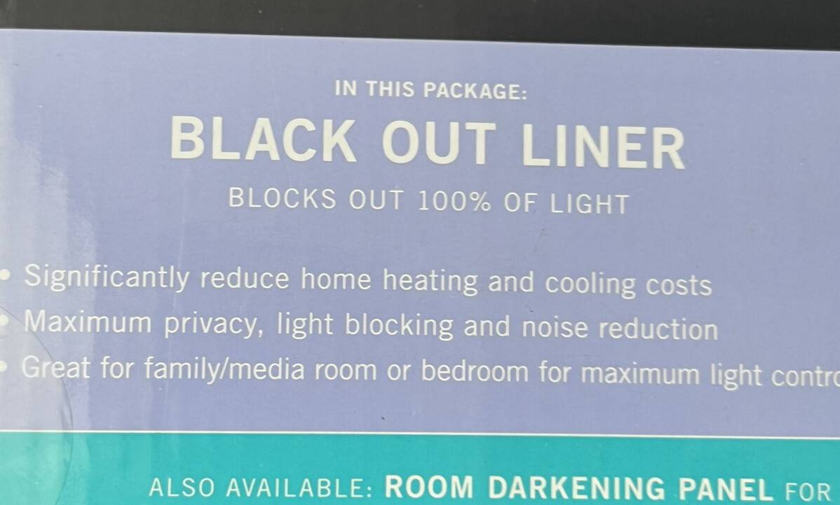 Eclipse 80″ Black Out Liner Panel 2 Panels 54″x80″New White