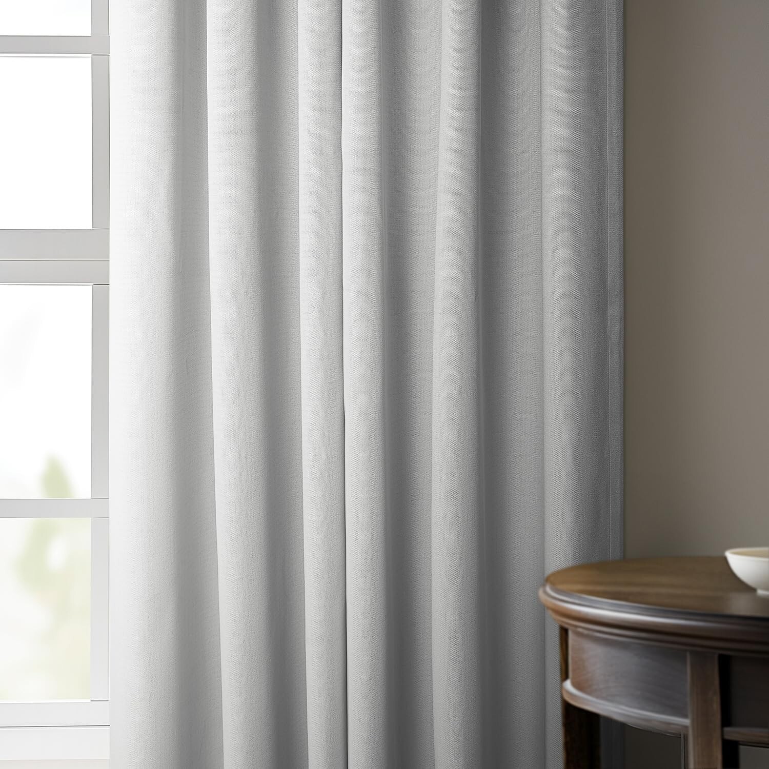 1 Panel Oyster 84″L x 100″W Linen Darkening Curtains For Bedroom Living Room