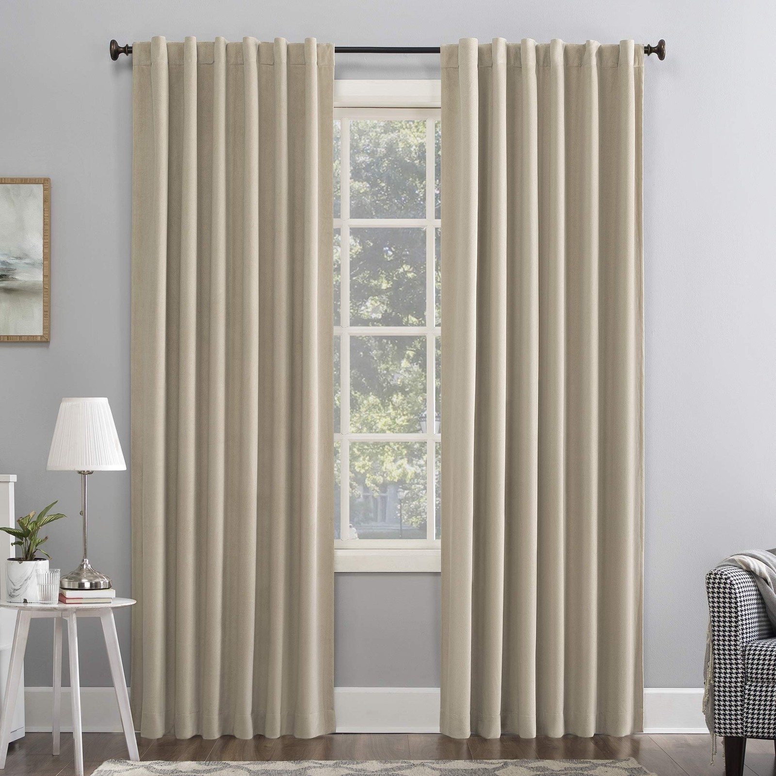 Velvet Curtain, Noise Reducing, 100% Blackout, Ecru OffWhite, 127 x 213 cm