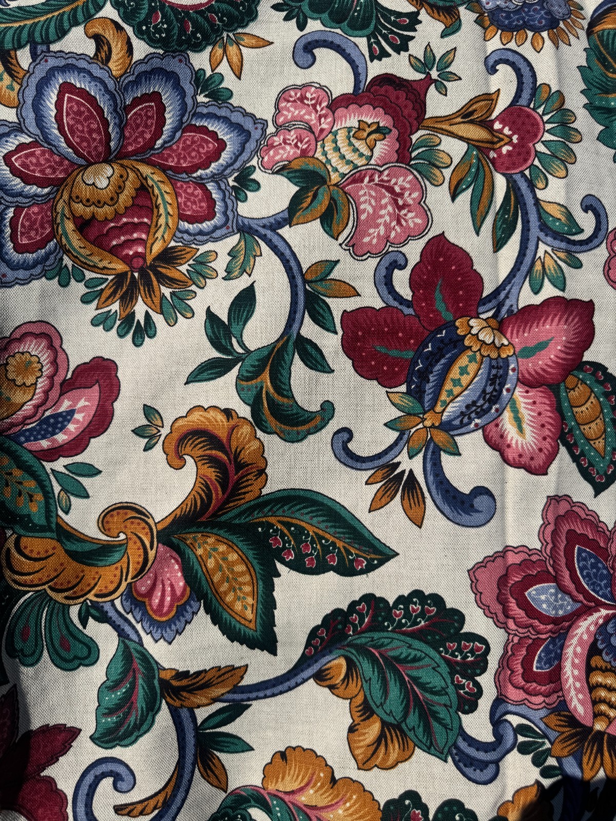 WIDE Vintage Waverly Jacobean Floral Drapery Panels Lined Custom w/Tiebacks