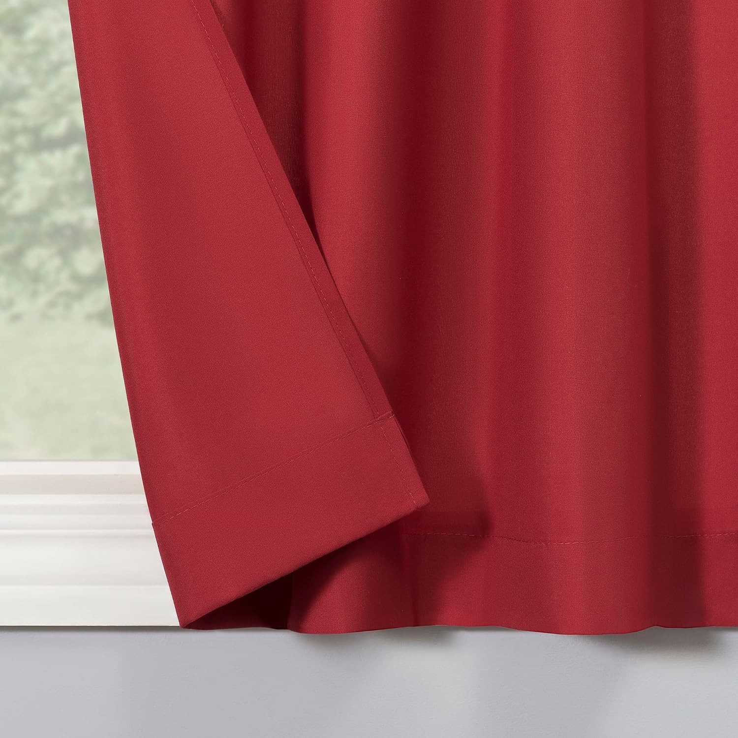 Elegant Red Microfiber Semi-Sheer Rod Pocket Kitchen Curtain Set – 54″ x 24″