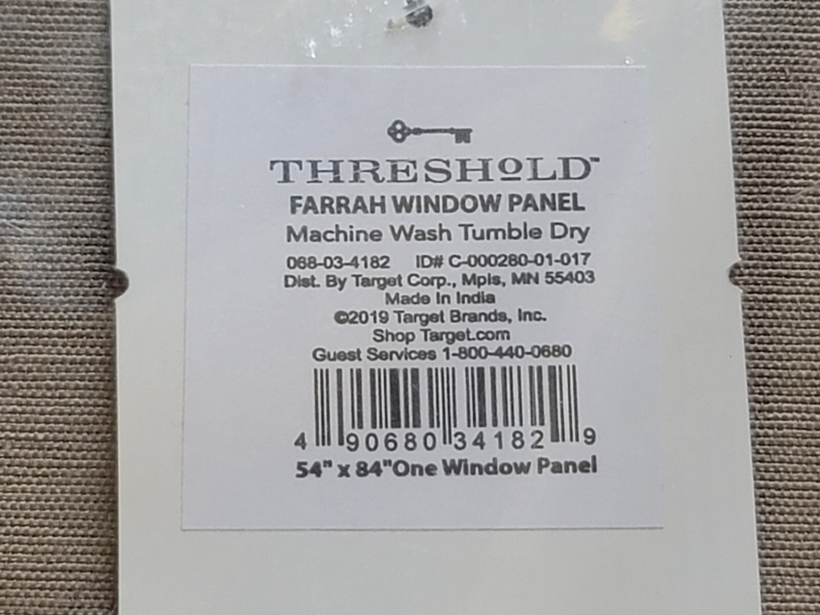 NEW THRESHOLD FARRAH WINDOW PANEL, GRAY 54″ X 84″