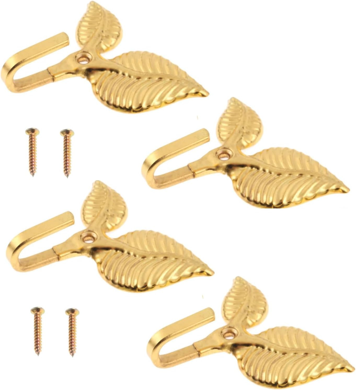 4Pcs Curtain Holdbacks Tieback Hooks Multifunctional Wall Hook Gold Vintage Leaf