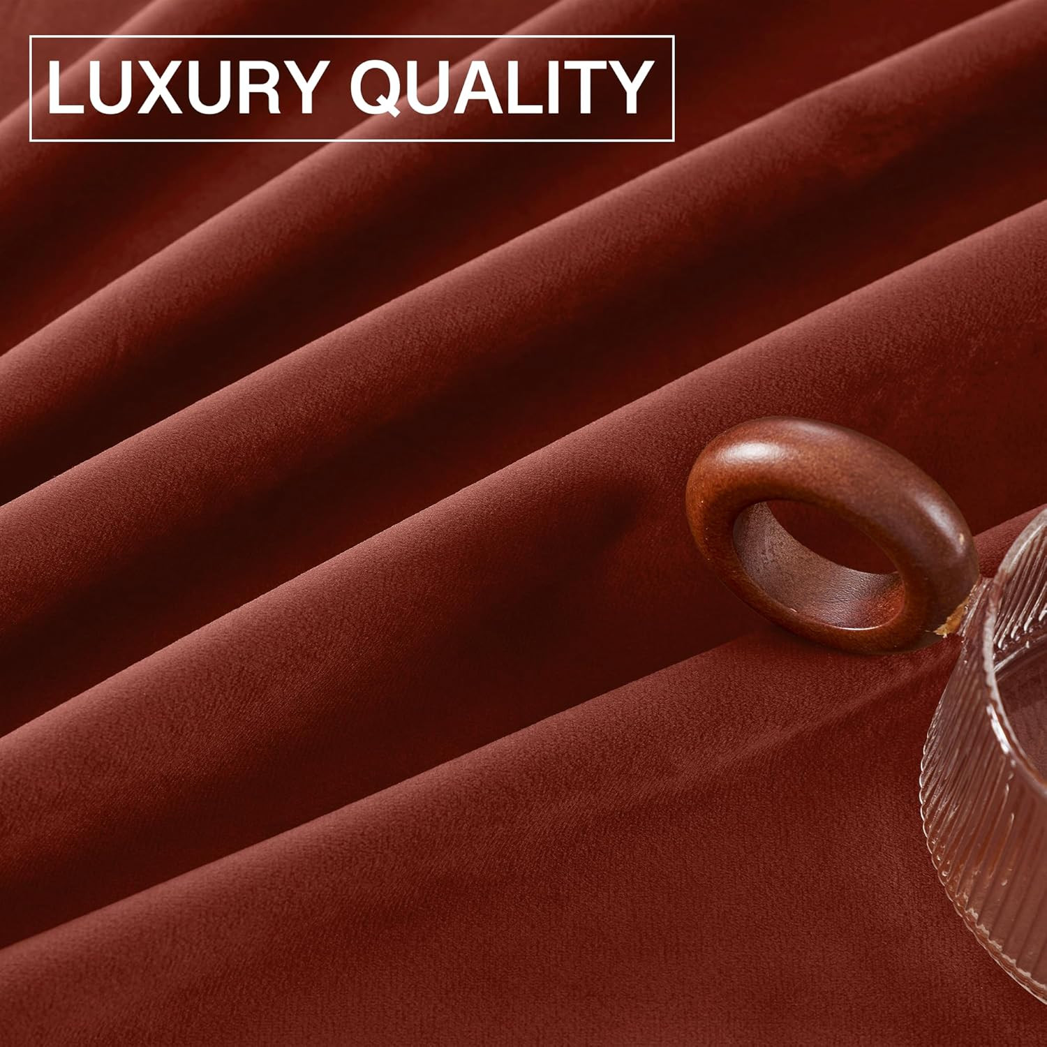 StangH Rust Velvet Curtains for Bedroom, Luxury Room Darkening Window Drapes The