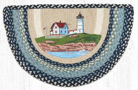 Braided Jute Slice Half Moon Printed Stencil Area Rug. Earth Rugs. LIGHTHOUSE