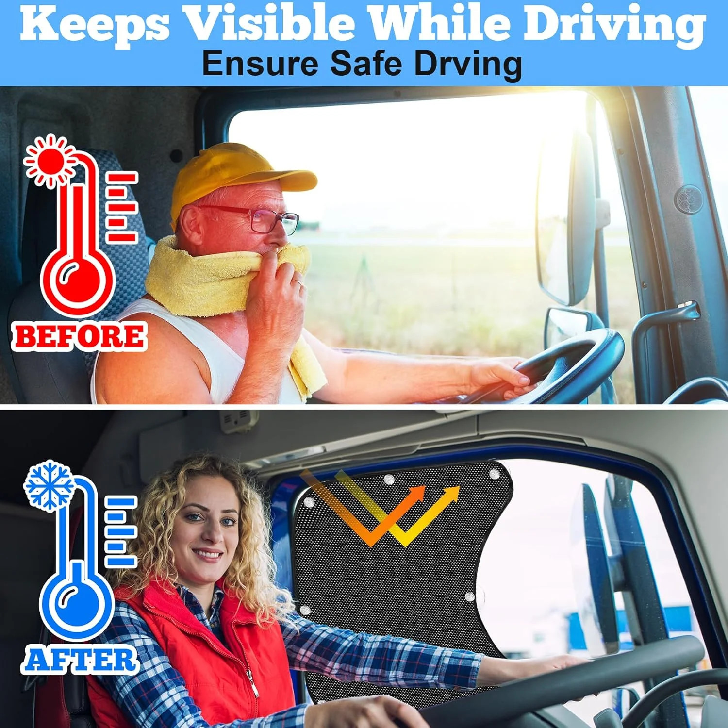 2PCS Side Window Sunshades for Semi-Truck,23.6×21.6inch Car Side Window Shade RV