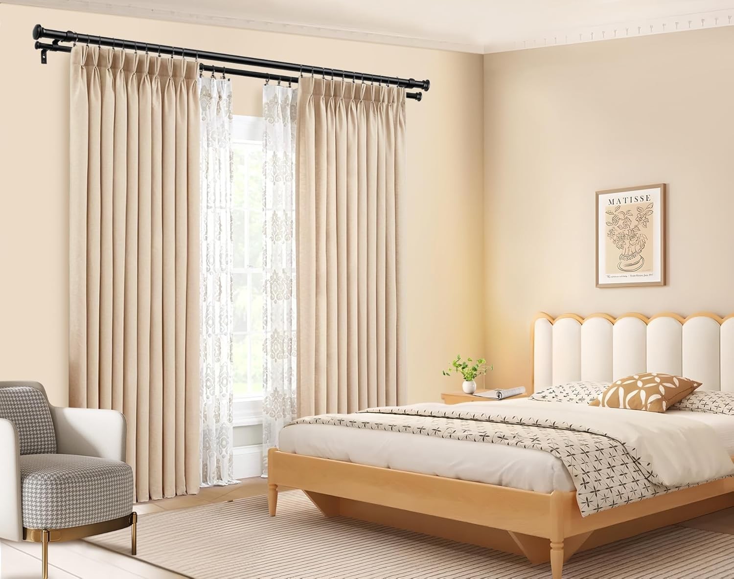 1 Inch Double Curtain Rods 66 to 120 Inches 5.5 to 10ft, Heavy Duty Decorativ…