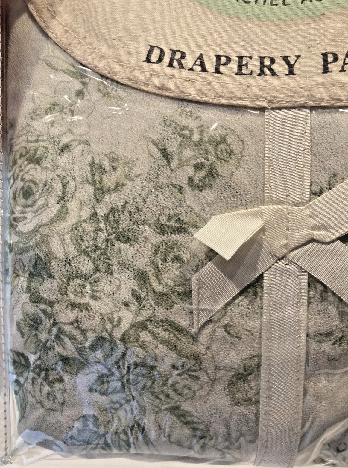 VTG Rachel Ashwell Treasures Sage Toile Drapery Panel 42×84 Roses NEW IN PACKAGE