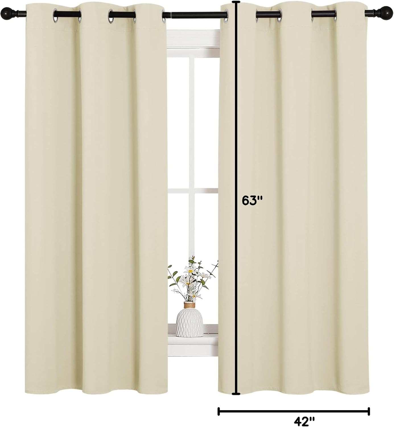 Kitchen Curtains for Decoration, Thermal Insulated Grommet Room Darkening Draper