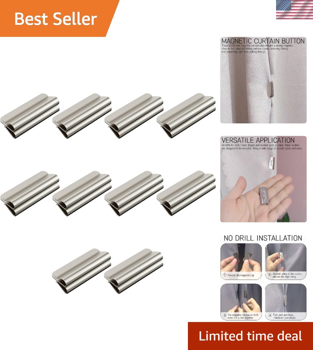 2026 New Magnetic Curtain Clips – Hold Curtains Closed, Detachable Buckle, No…