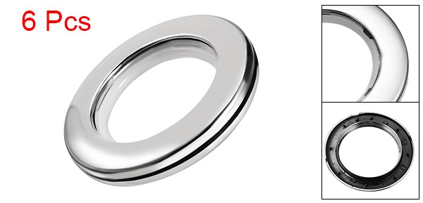 Curtain Grommets Plastic 1.5″ Inner Dia Drapery Eyelet Rings Silver Tone 6pcs