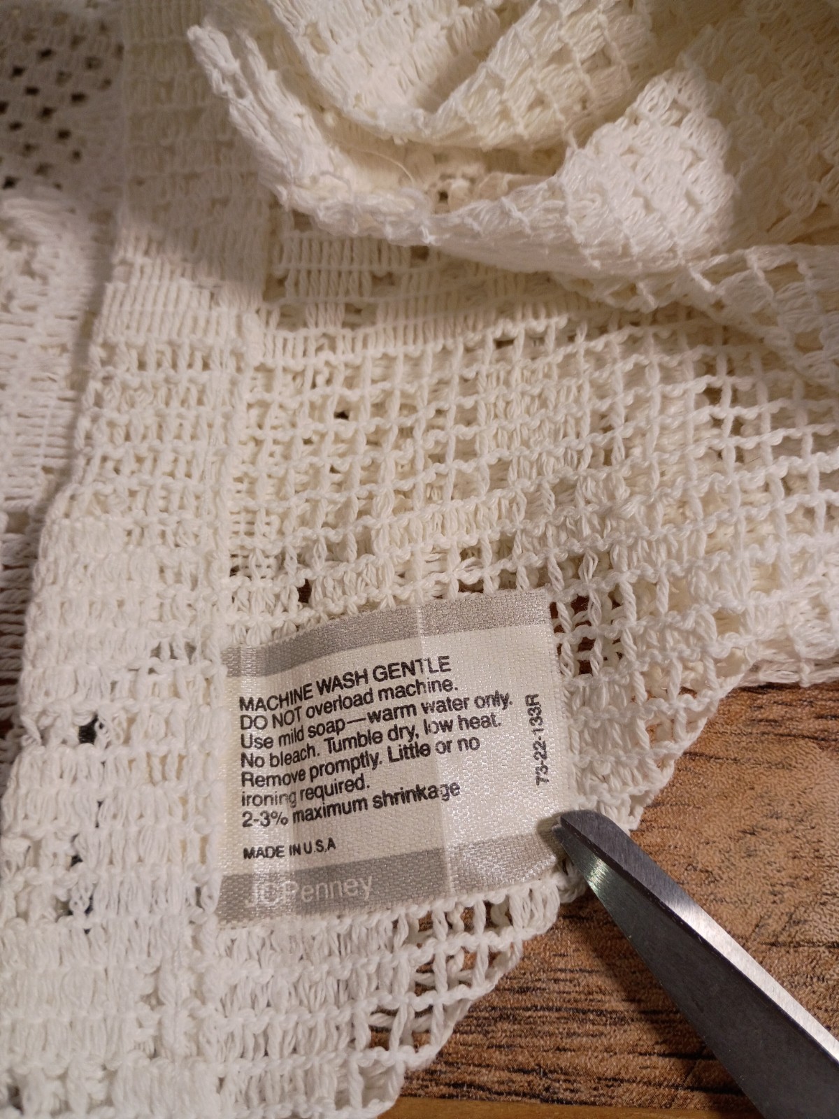 VTG JC Penny Café Curtains, Lace with Floral Edge, 31″ Long, 2 Panels