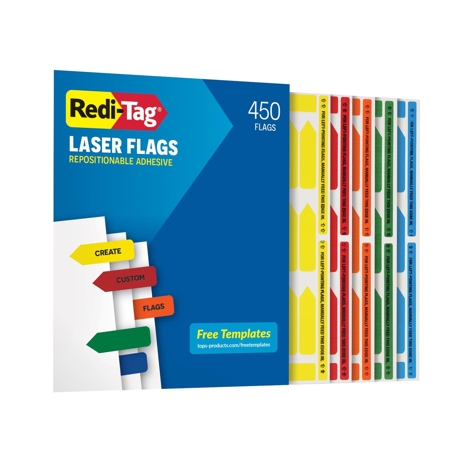 Redi-Tag Laser Flags, Customizable Adhesive Page Tabs, 450 Pack, Yellow