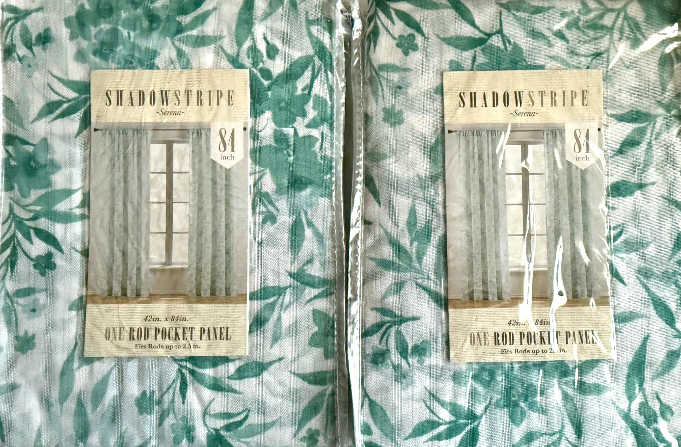 Shadow Stripe Serena Aqua Curtains Drapes Panels Bed Bath Beyond 42×84″ Set of 2
