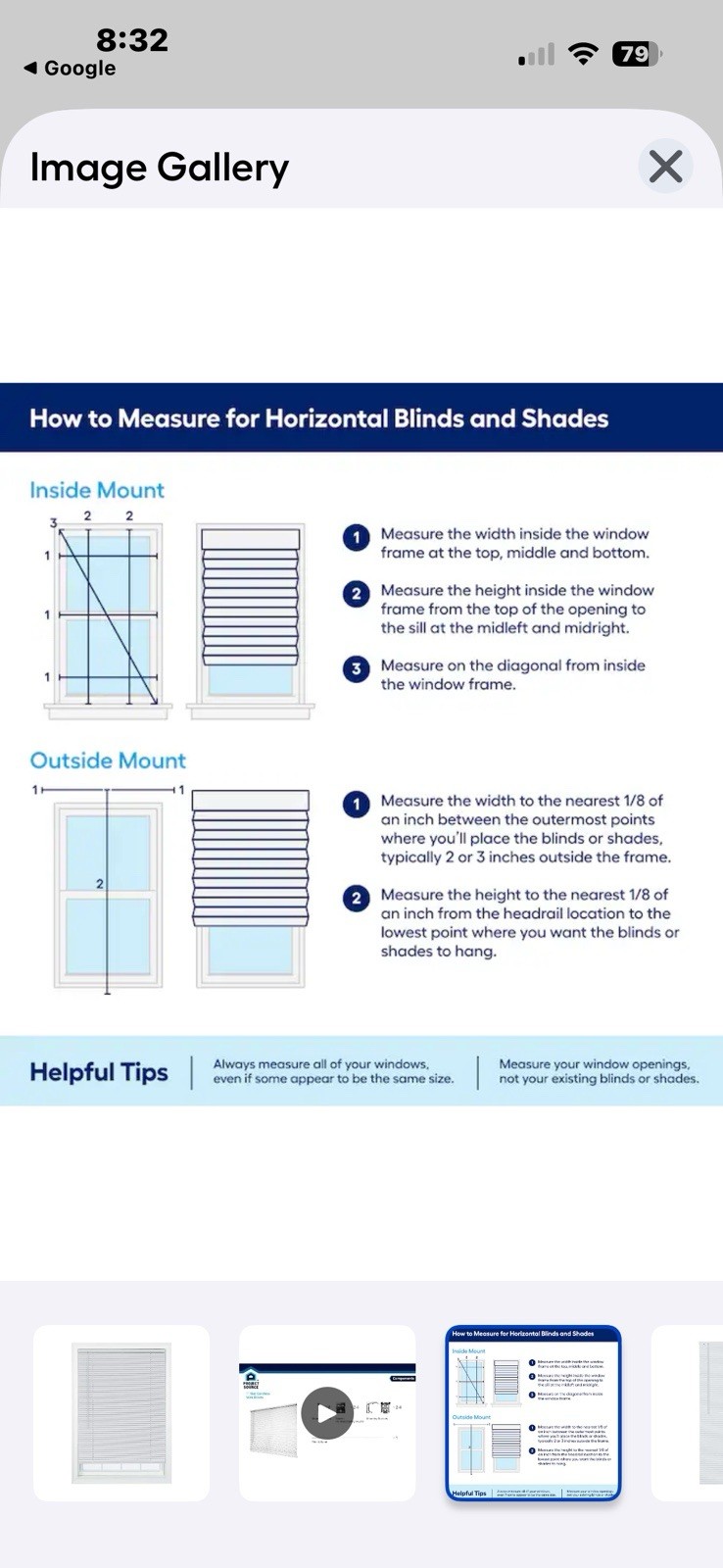 Project Source 1″ Cordless Vinyl Mini Blind White Room Darkening 32″ x 64″ NEW
