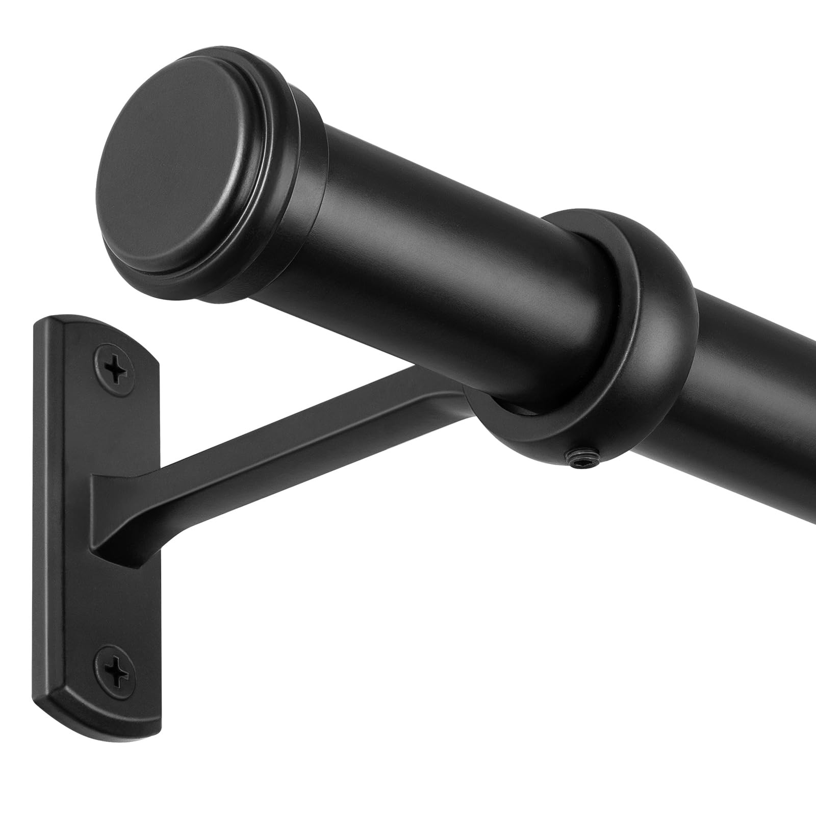1 Inch Blackout Curtain Rods for Windows Patio, Adjustable 48″ to 86″, Black