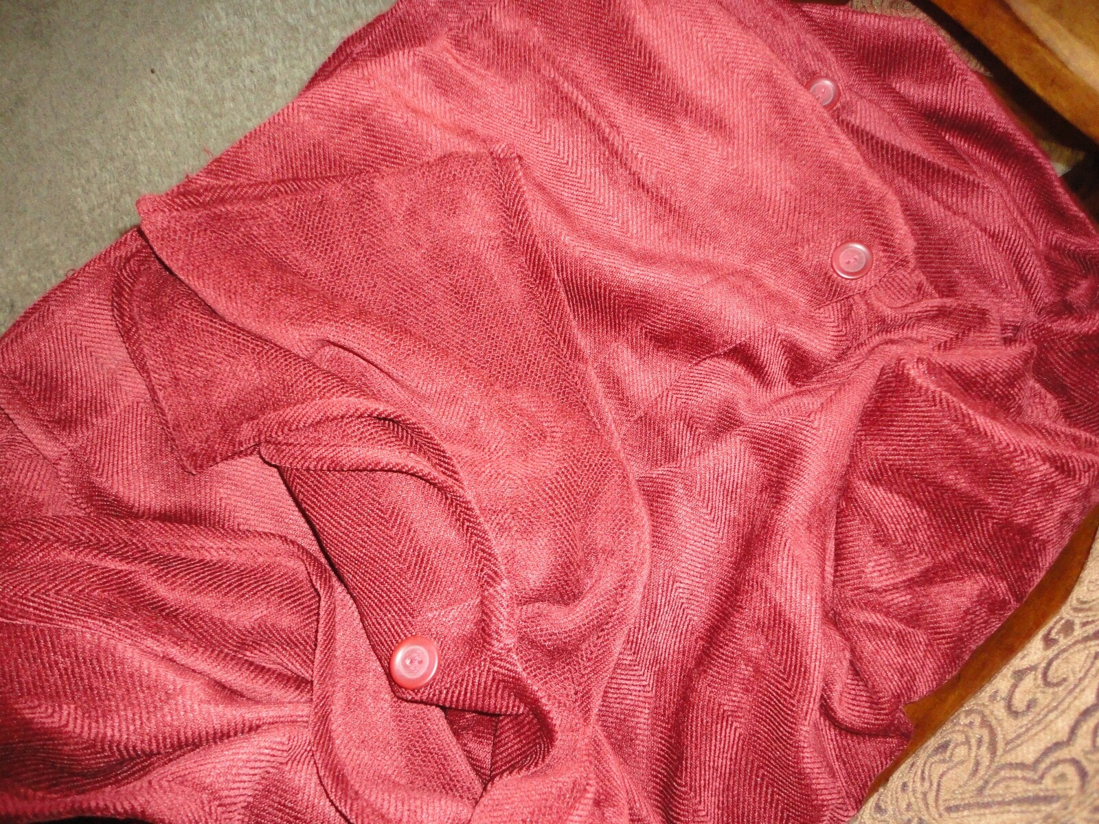 CROSCILL CHEVRON CHENILLE CLARET RED (PAIR) CURTAINS PANELS RAYON BLEND 44 X 84