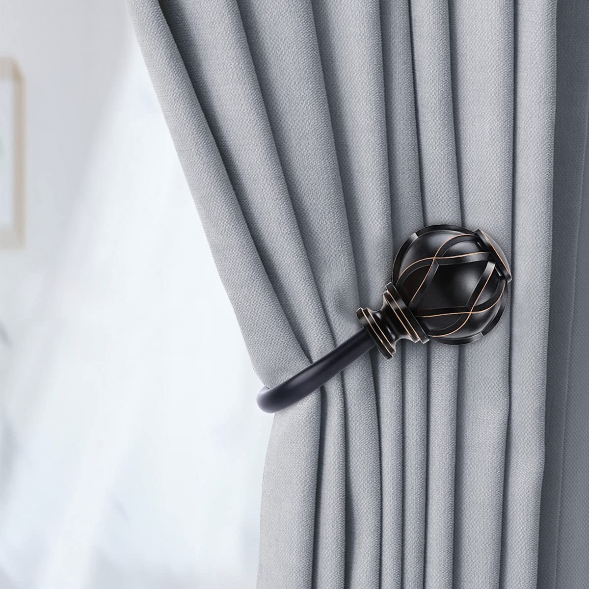 KAMANINA Decorative Curtain Drapery Holdbacks, Curtain Tiebacks Hooks with Sc…