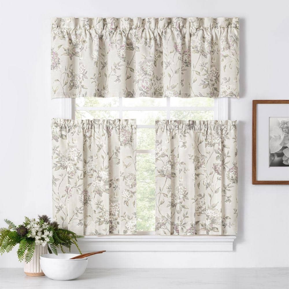 Abigail Lilac Floral Rod Pocket Light Filtering Curtain – 28 In. W X 24 In. L (S