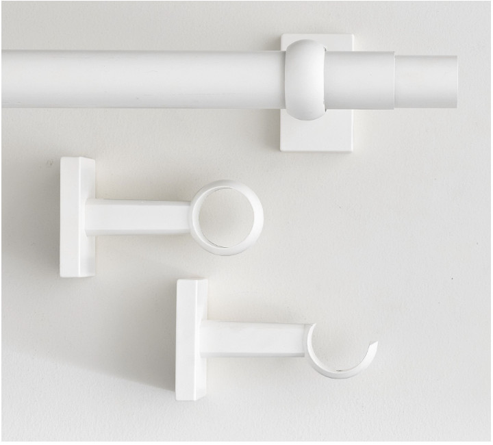 Pottery Barn Standard Curtain Rod & Wall Bracket 108-144″ ~ 1.25″d White NEW