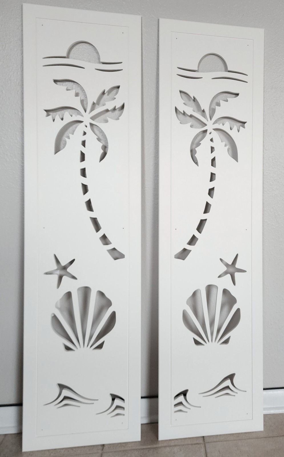 Decorative Window Shutters, Seashell Design, Sold in Pair of 2 shutters