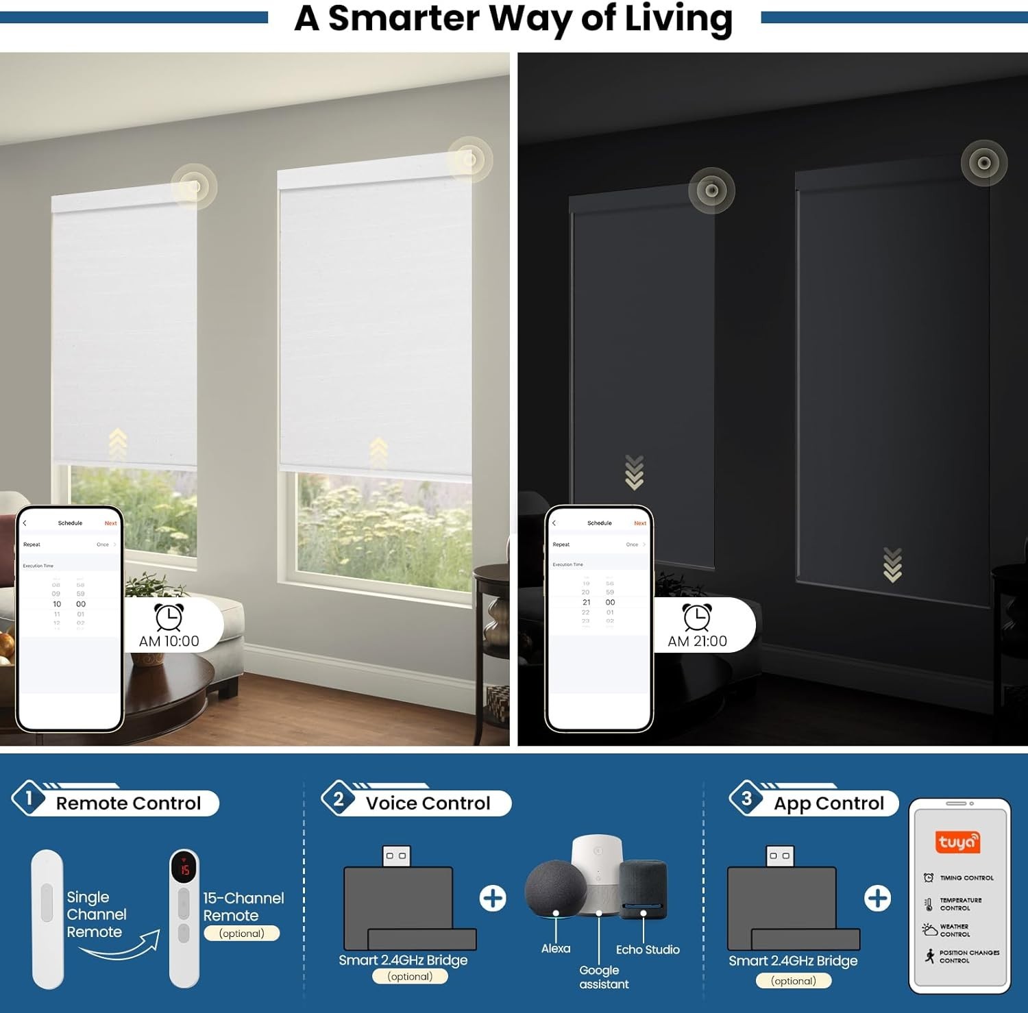 Motorized Blinds No Drill Automatic Blinds for Windows Cordless Roller Shades