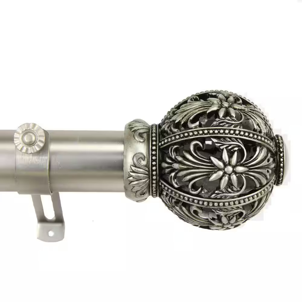 28 In. – 48 In. 1.5 In. O.D. Lacey Single Curtain Rod Set in Satin Nickel