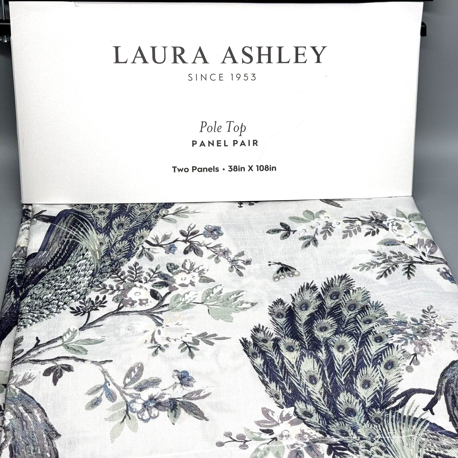 Laura Ashley Peacock 2 Window Curtain Panels 38×108 Belvedere Floral Blue Green