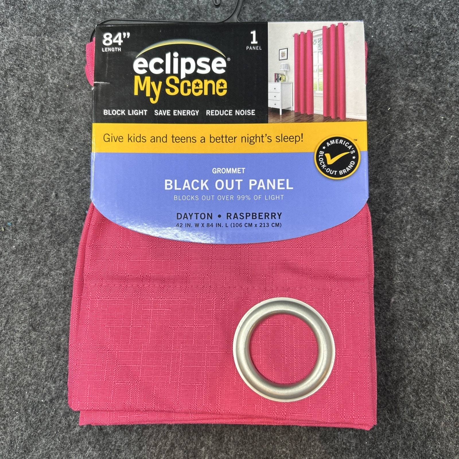 NEW Eclipse My Scene Blackout Curtain Panel Dayton Raspberry 42″ x 84″ Grommet