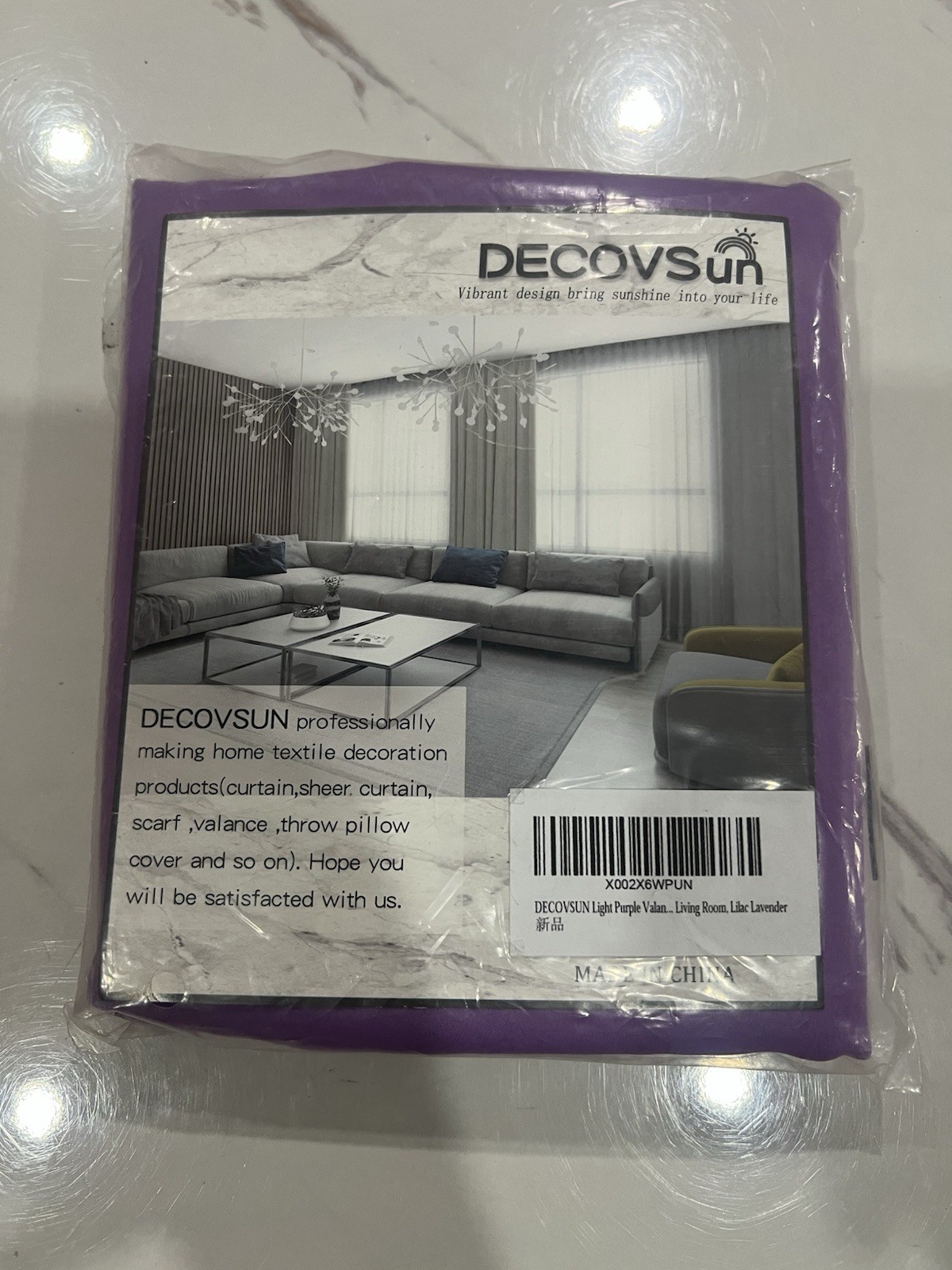 Purple Ruffled Window Valance, Polyester Rod Pocket, Opaque, Frame Mounted