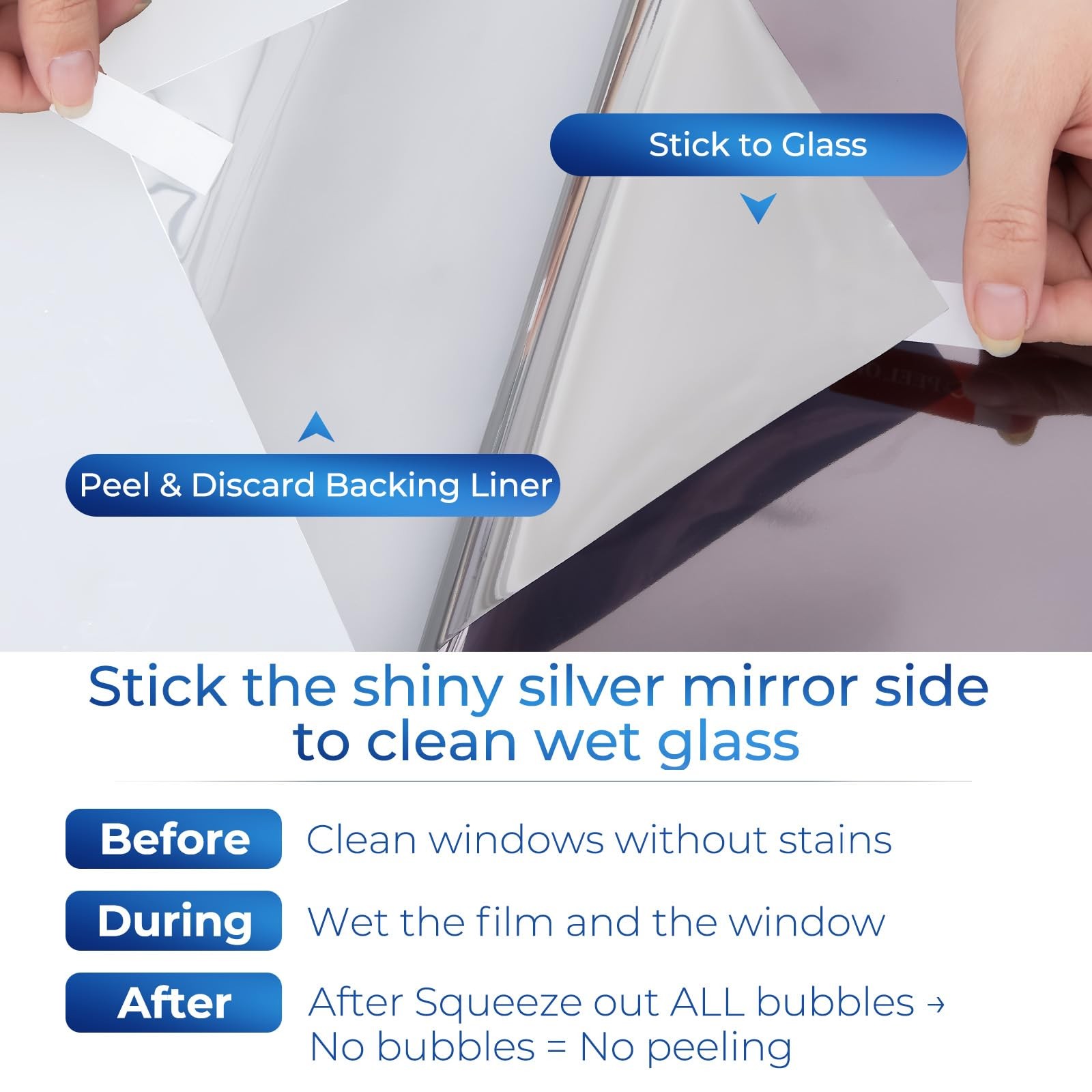 Coavas Window Privacy Film Daytime See Out Not 17.5 x 78.7 Inch, Black Silver