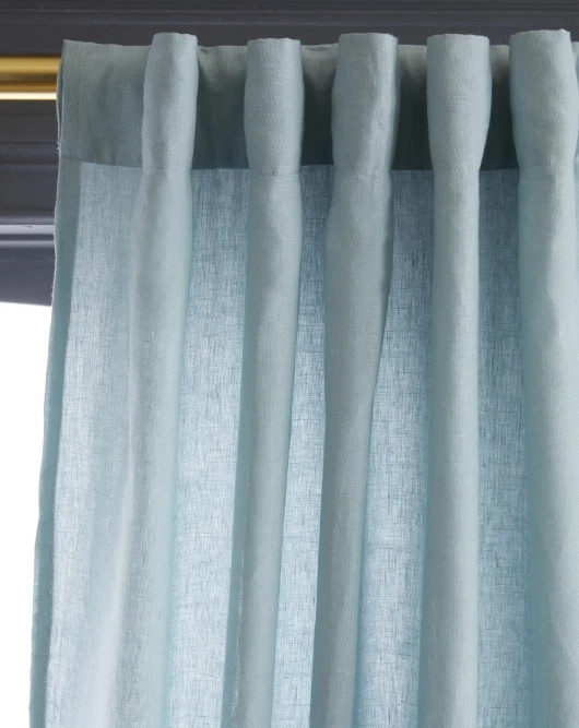 NWT Quince Set of 2 Light Filtering Linen Curtains Light Blue 48×108 Panels