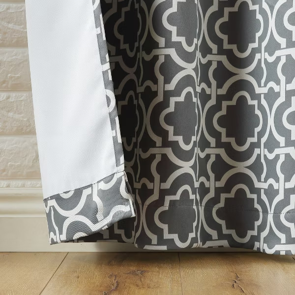 40″x63″ Sun Zero Blackout Barnett Trellis Grommet Curtain Panel Gray