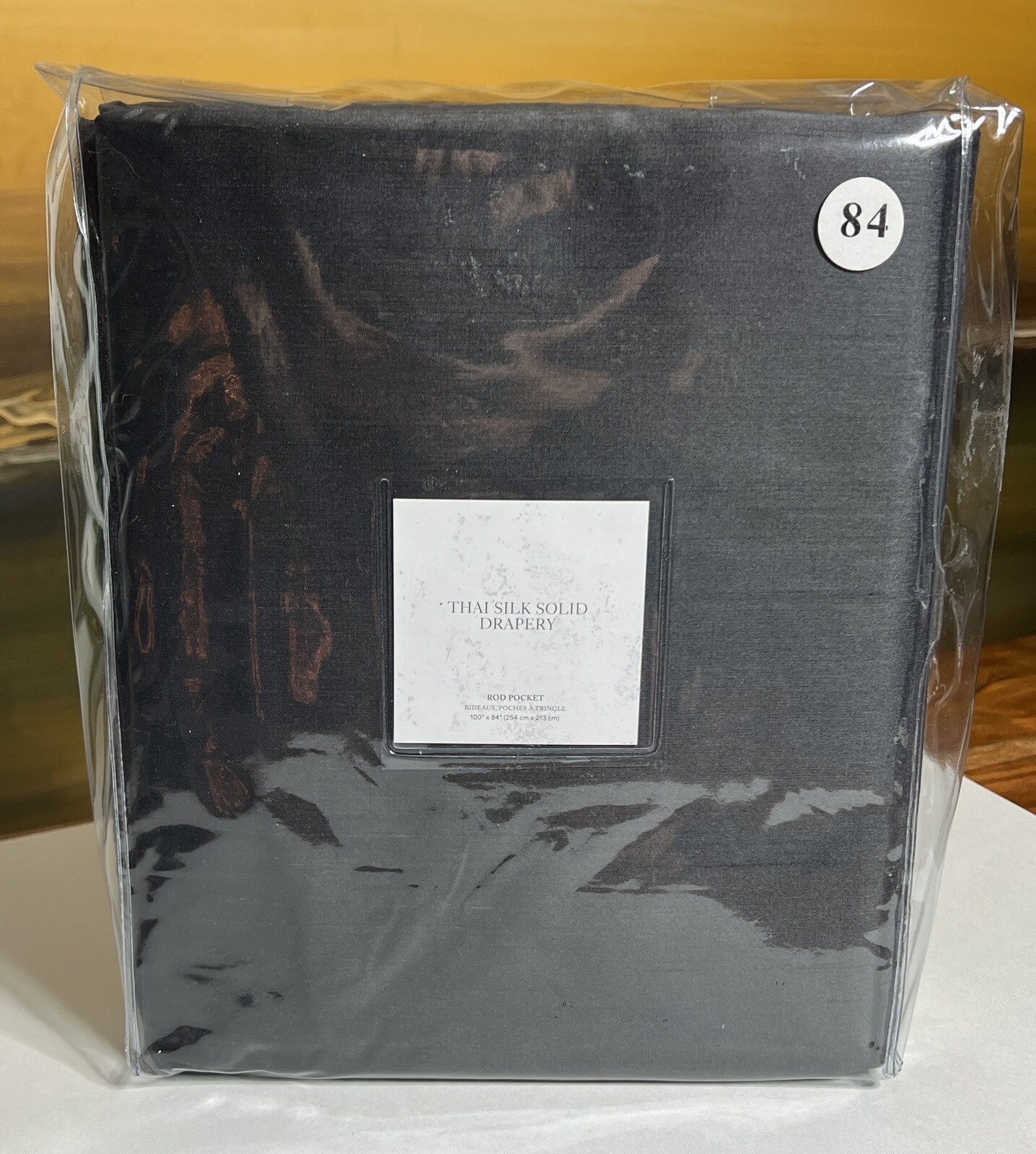 Restoration Hardware Thai Silk Solid Drapery RP 100″W x 84″L Carbon NEW $765