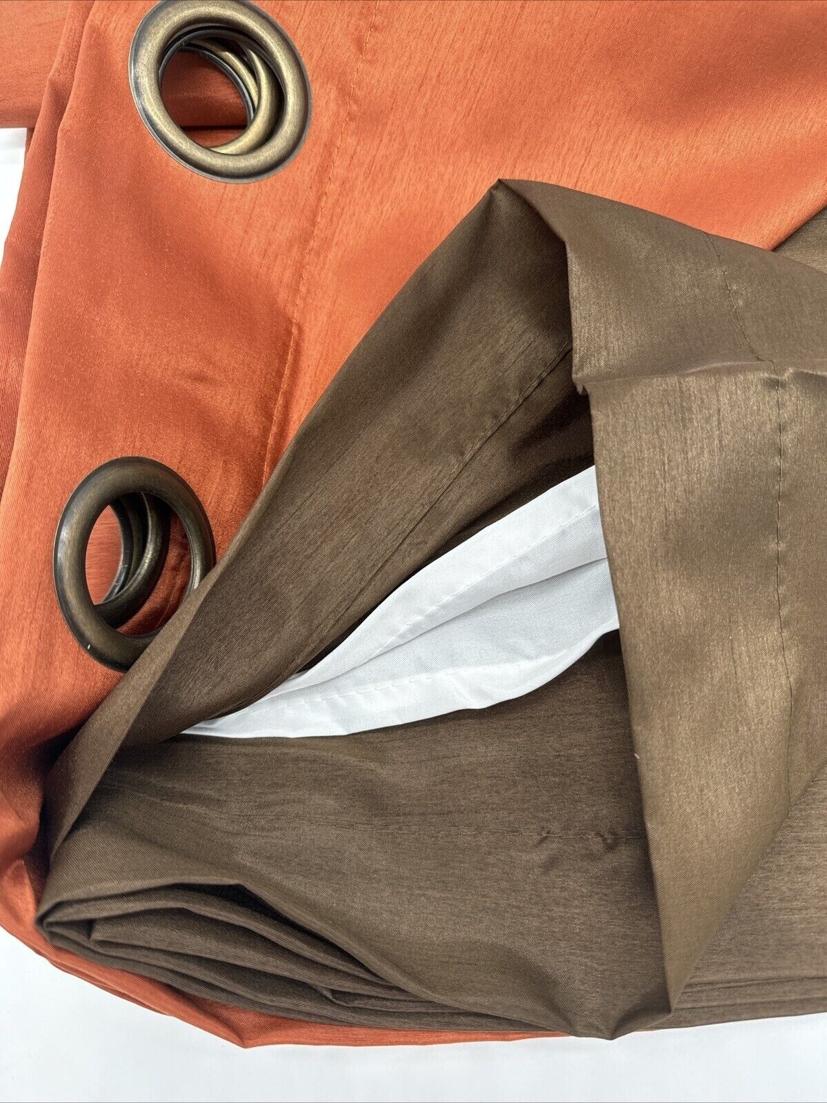 Lush Decor Color Block Prima Window Curtains 2 Panels Set 84″ x 54″ Rust Brown