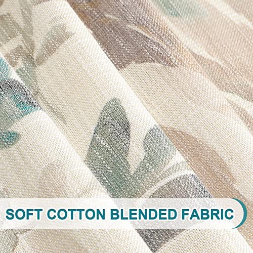 Floral Curtains Linen Style Curtains 52″W x 84″L (Pack of 2) A-brown/Natural