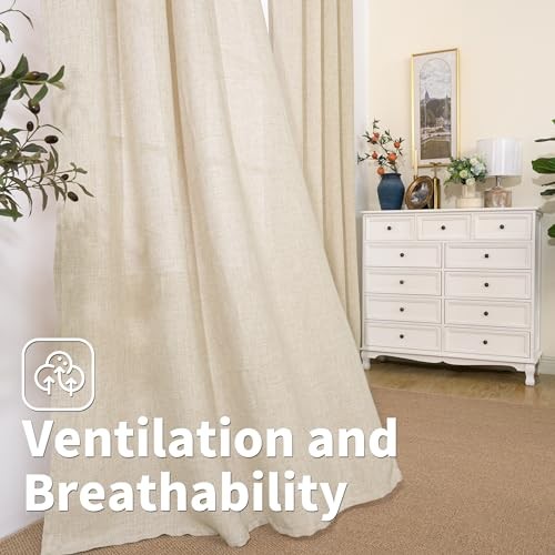 30 Inch Short Curtains for Small Window, Light 42″W x 30″L (Pack of 2) Beige