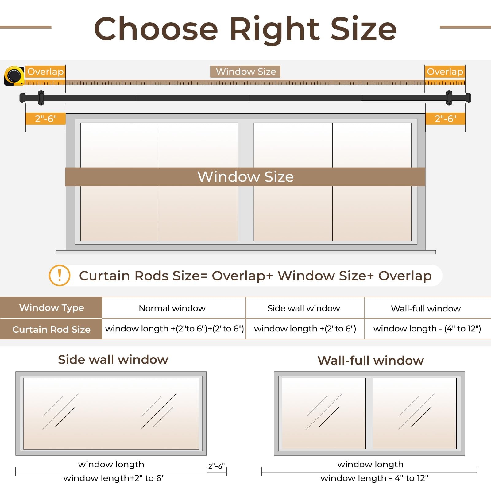 1 Inch Blackout Curtain Rods for Windows Patio, Adjustable 48″ to 86″, Black