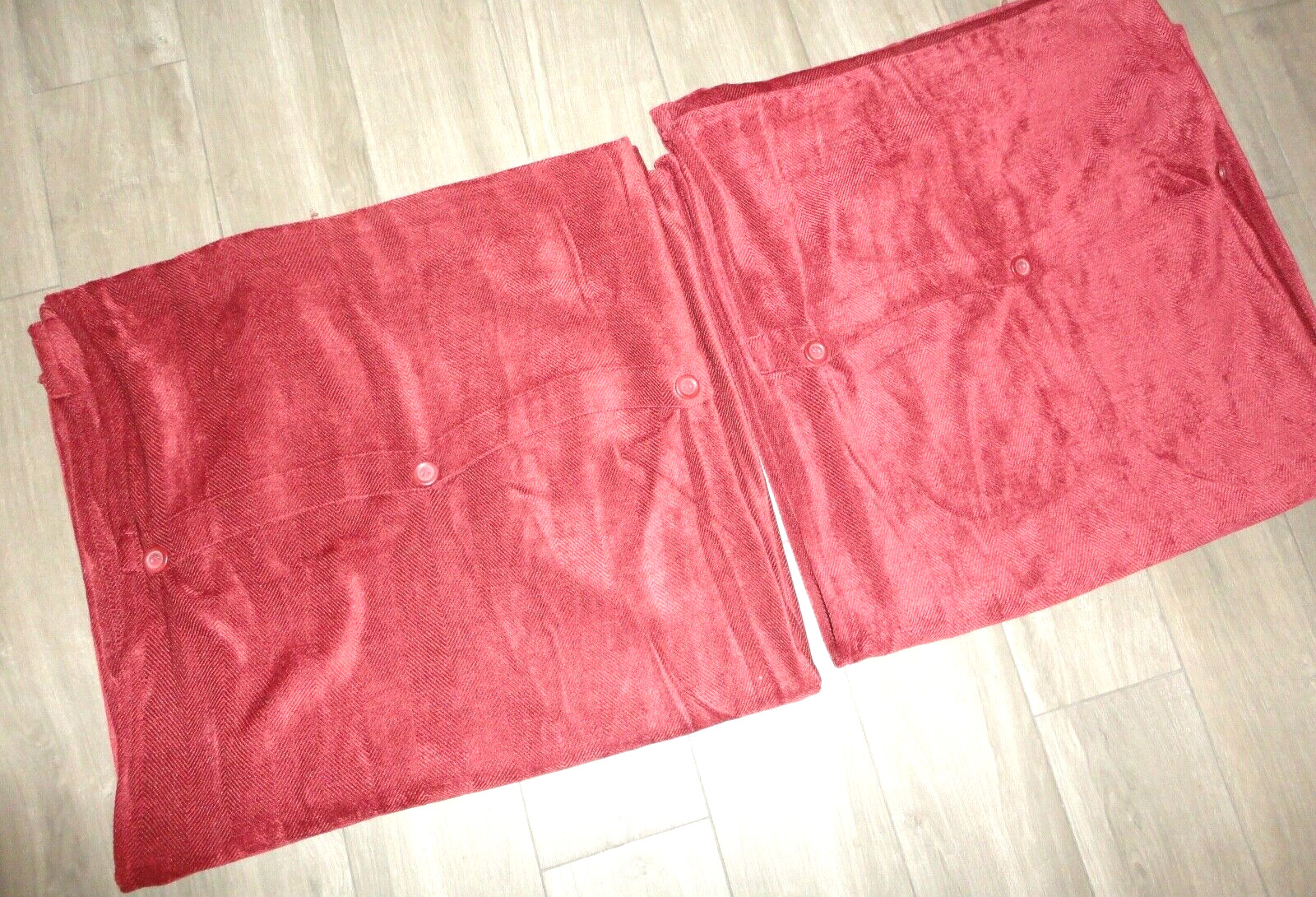 CROSCILL CHEVRON CHENILLE CLARET RED (PAIR) CURTAINS PANELS RAYON BLEND 44 X 84