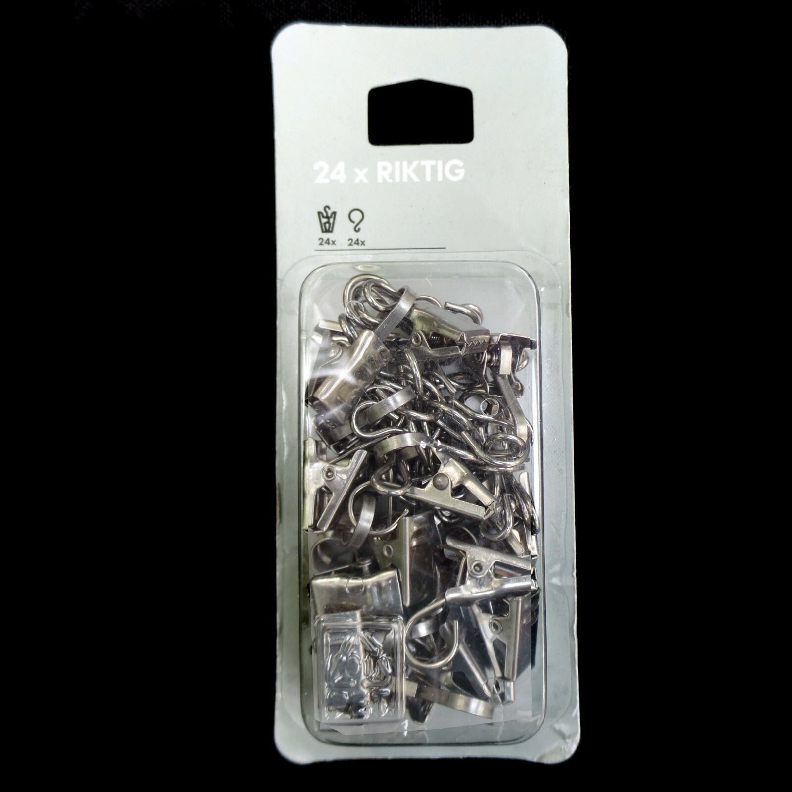 IKEA RIKTIG WINDOW TREATMENT HARDWARE / CURTAIN HANGING HOOKS with CLIPS / 24