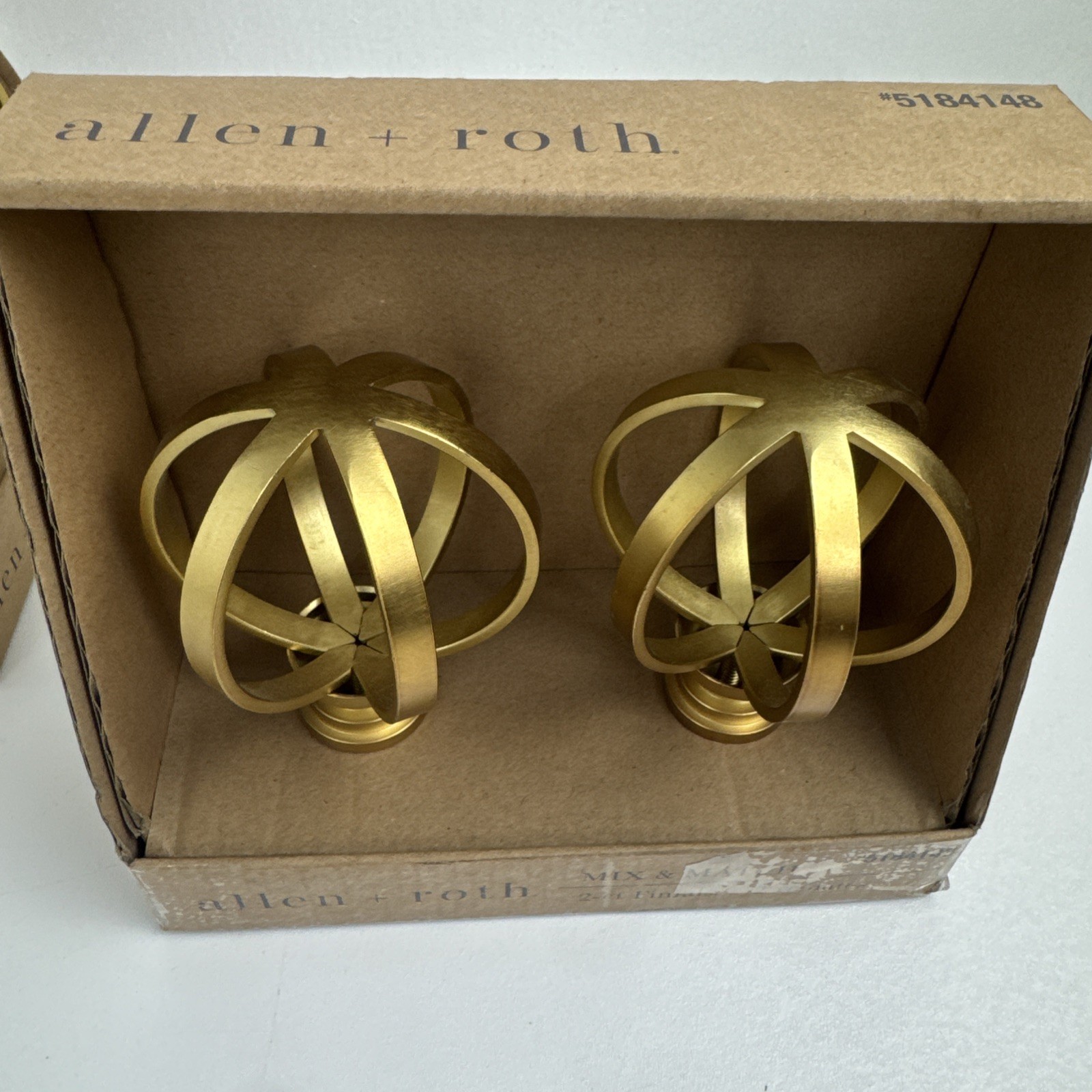 6 Count Allen + Roth Finials For Curtain Rods Decorating Bronze & Gold Finish
