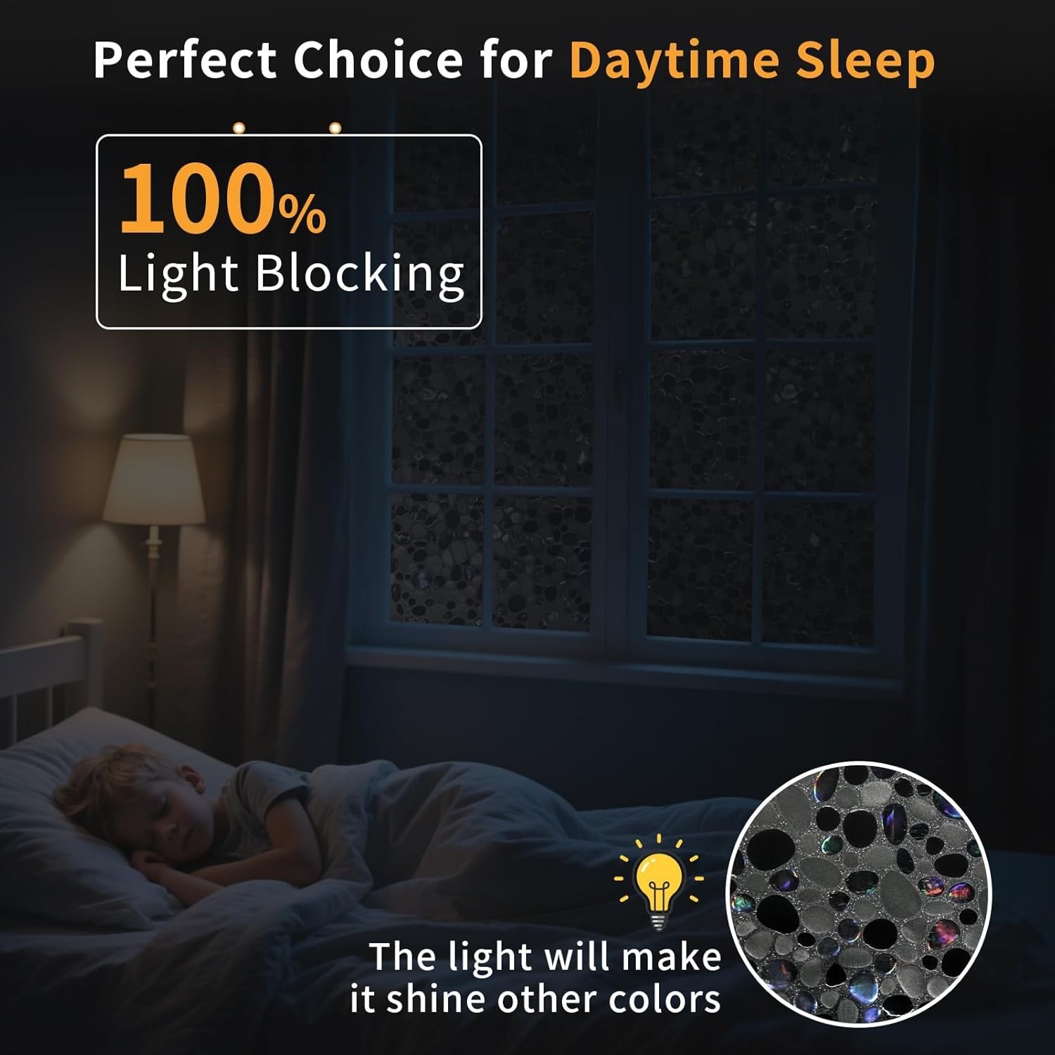 Total Blackout Window Film Privacy, 100% UV Blocking, Dark Window Tint for Home