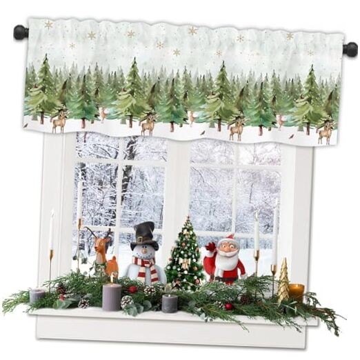 Christmas Valances for Windows, 54 x 18 Inch 18.1″W x 53.9″L (Pack of 1) Green
