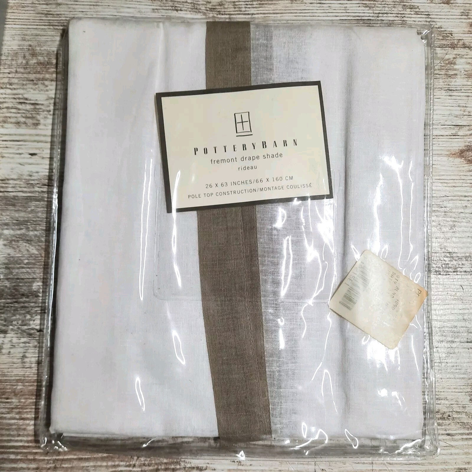 Pottery Barn Fremont Drape Shade 26″x63″ Linen/Cotton Blend White Beige