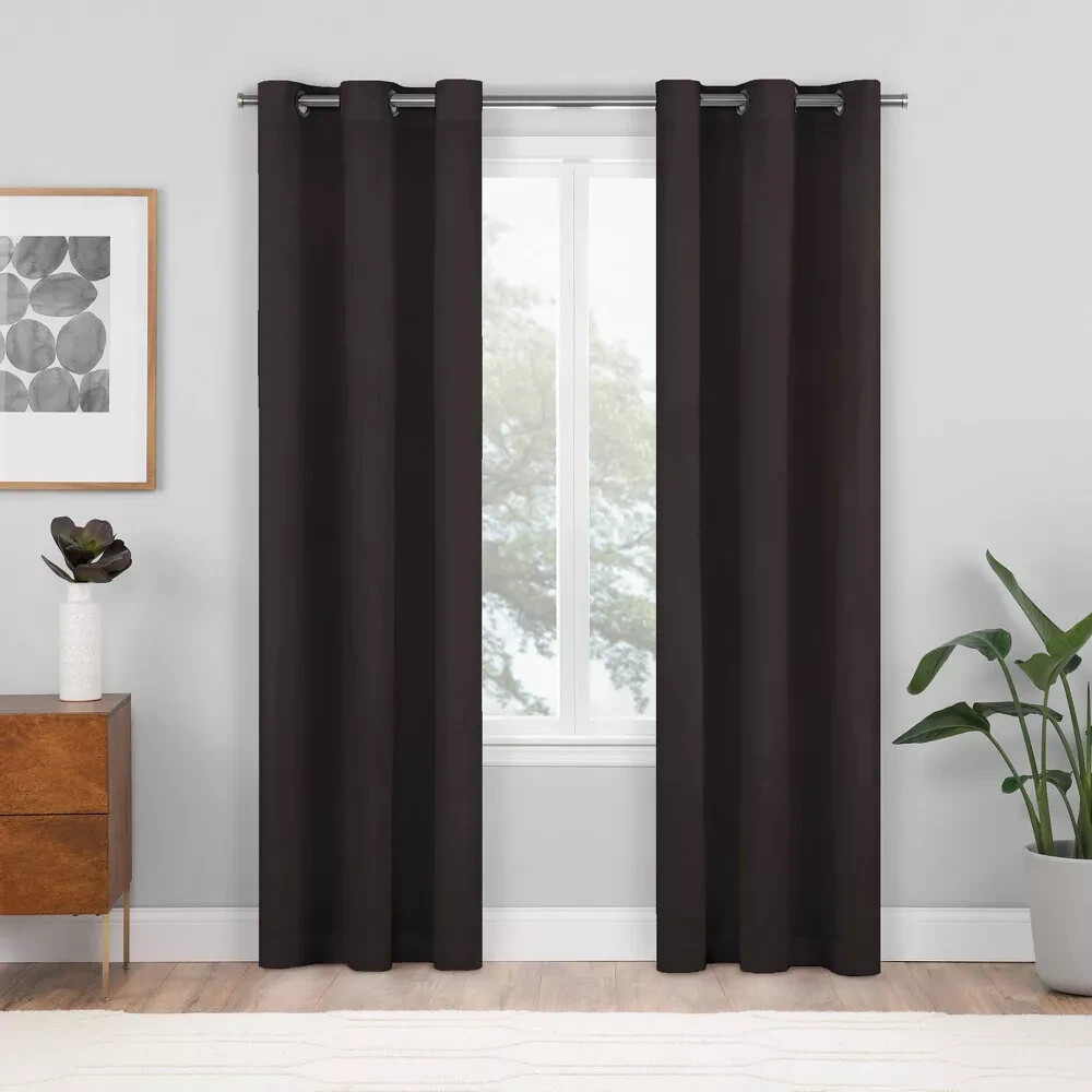 ⚡ 1 Pc Blackout Shadow Window Curtain Panels – Eclipse – Black Size 37″W x 63″L