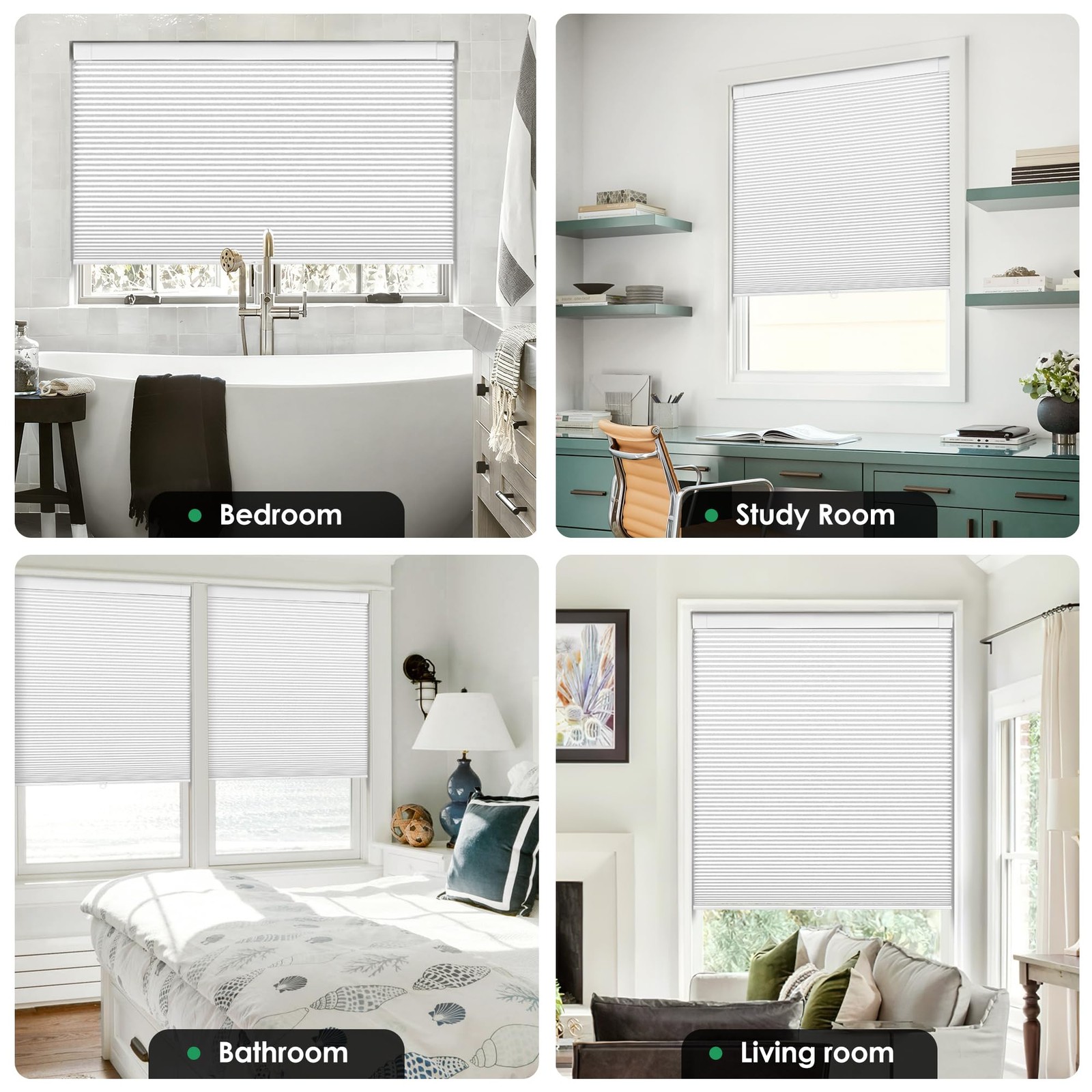 No Tools No Drill Cordless Cellular Shades, Blackout Light Blocking Honeycomb…