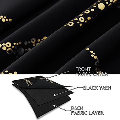 Blackout Curtains for Livingroom – 52″W x 84″L (Pack of 2) Black/Gold Print